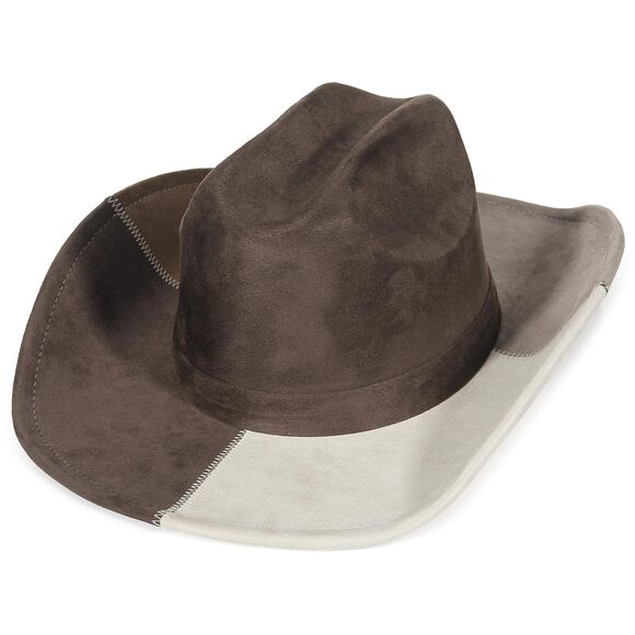 Еоzу Accessories - 9542 Denim Cowboy Hat For Women Men Big Brim Suede Patchwork Cowgirl Hat